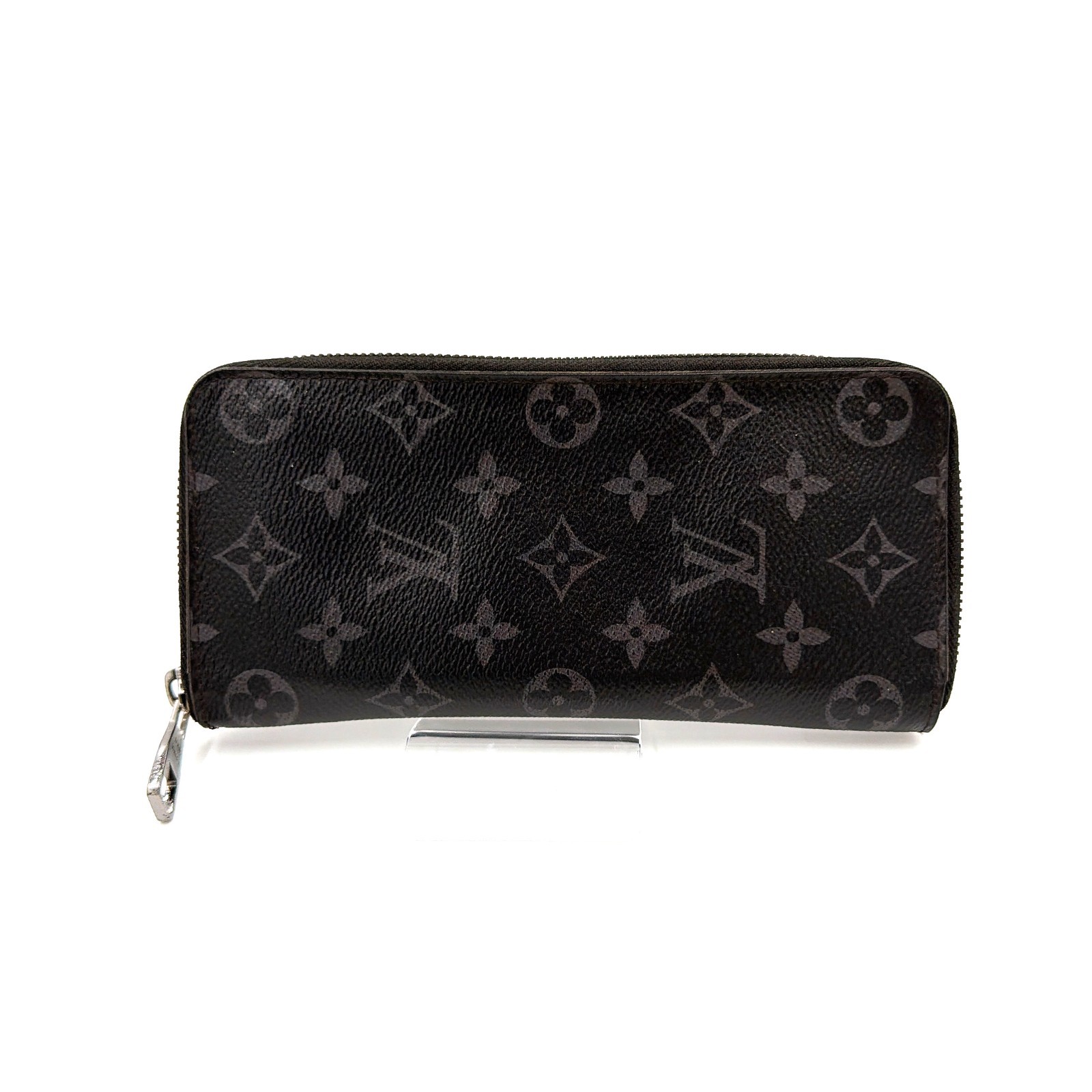 LOUIS VUITTON Monogram Eclipse Zippy Vertical Wallet M62295 Black Spain Auth