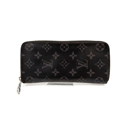 LOUIS VUITTON Monogram Eclipse Zippy Vertical Wallet M62295 Black Spain Auth