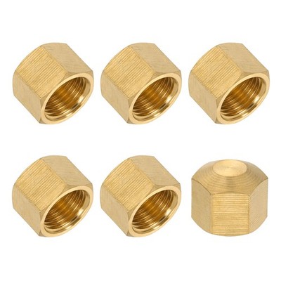 6Pcs 1/4'' Brass Compression Cap Stop Valve Cap Hex Thread Pipe Fitting Tubing