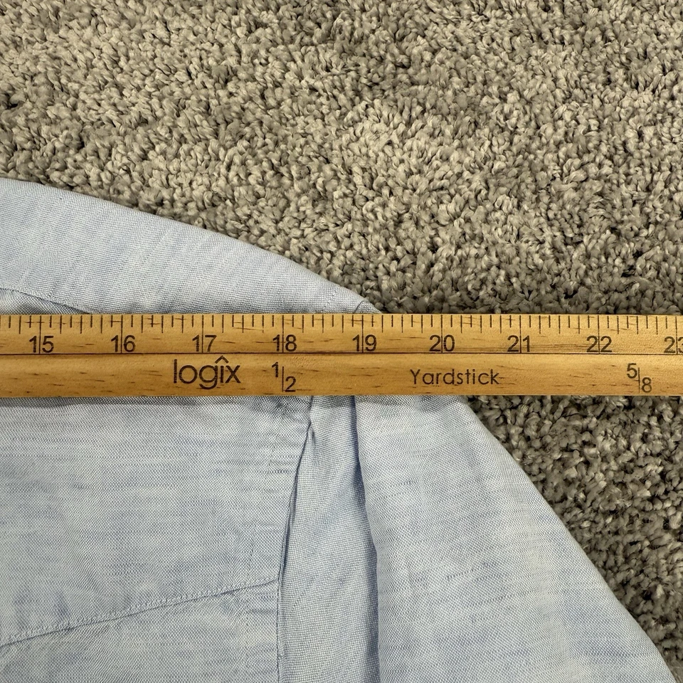 Camisa de lino de tela adecuada para hombre XL azul perla a presión manga larga vaquero occidental Foto 3 de 4