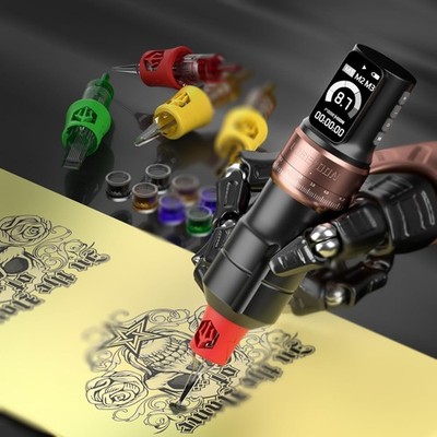 Poseidon Tattoo Gun Kit Wireless Machine Kit 7 Strokes Length with