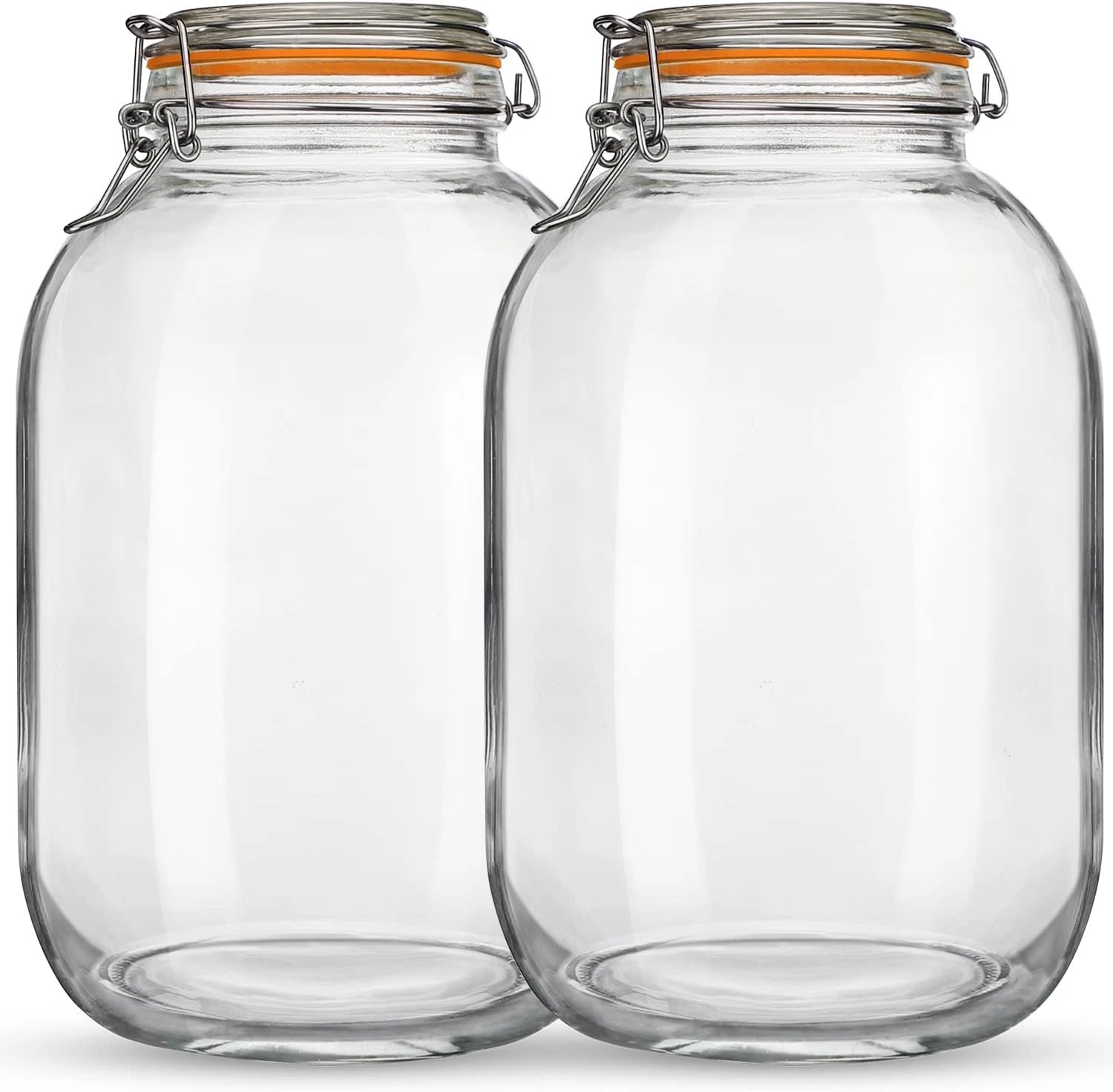 Glass Jars with Airtight Lids, 2 Pack - 1 Gallon Wide Mouth Storage Clear