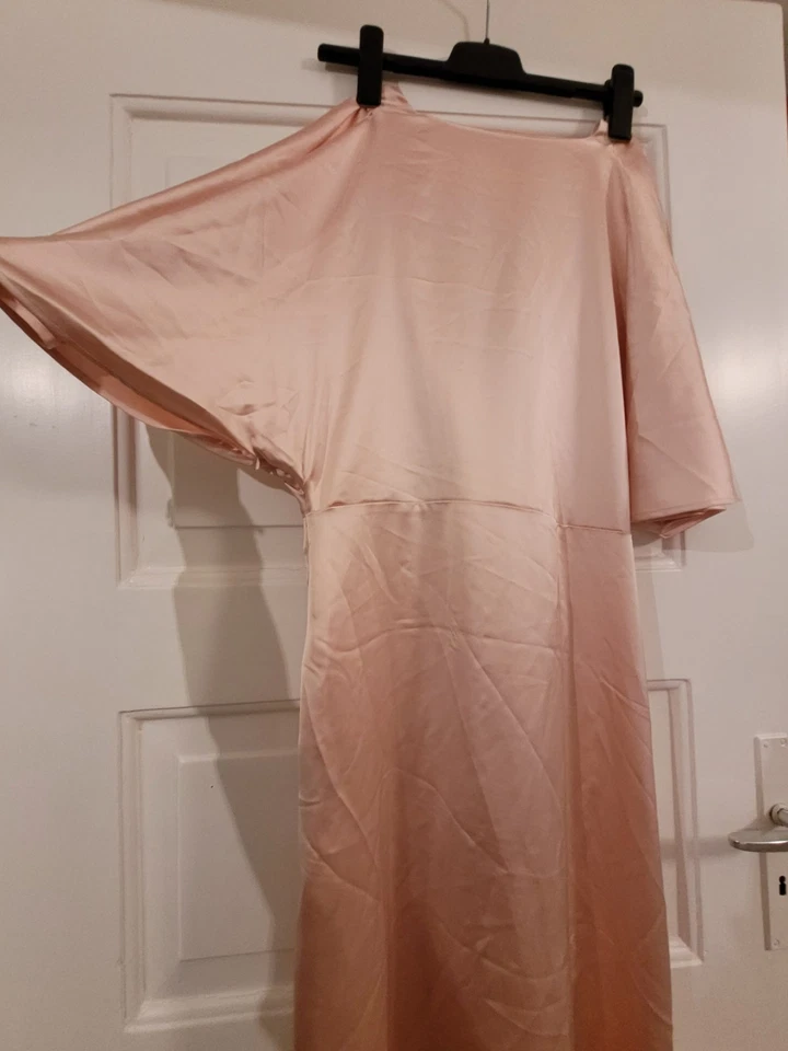 H&M Satin Kleid, Größe 42, lang, glänzend, altrosa - Bild 4 von 4