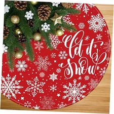 Snowflake Christmas Tree Skirt 36 Inch Winter Xmas Tree Skirt Indoor 36" Red