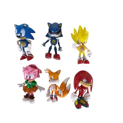 Sega Donic The Hedgehog 2 1/2  Figures Set Of 6 Tails Knuckles Amy Rose