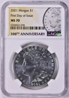 2021 Morgan Silver Dollar 100th Anniversary First Day of Issue NGC MS-70