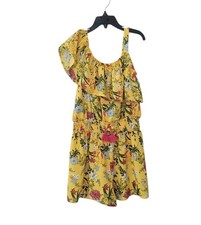 Pre-Owned BCBGirls Yellow Floral Tropical Ruffle Trim Romper Girls