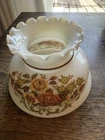 Vintage Quoizel Milk Glass Replacement GWTW Lamp Dome Autumn Rose Floral Ruffled