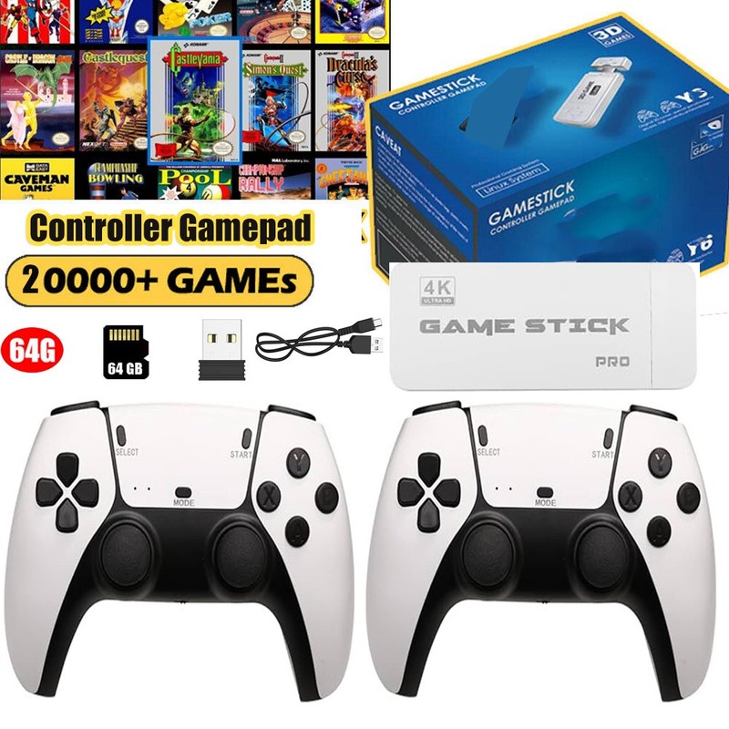 Plug and Play Retro Game Stick Console 20000+ Games HDMI 2 Wireless Controllers