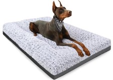 Deluxe Washable Dog Bed for Large Dogs Dog Crate Mat 35 Inch Comfy Fluffy Ken...
