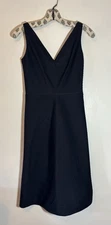 MODA INTERNATIONAL Black 100% Silk Fit Flare Dress Size 0