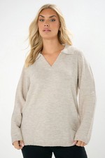 Image of Yours Curve Women's Plus Size Collared Knitted Jumper