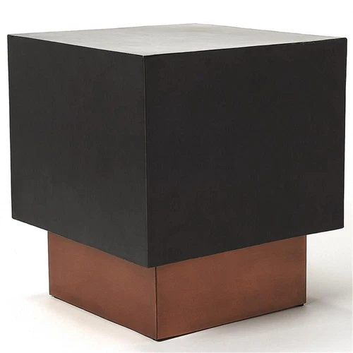 Butler Specialty 18" Square Metal Accent End Table In Black And Copper - Picture 4 of 5