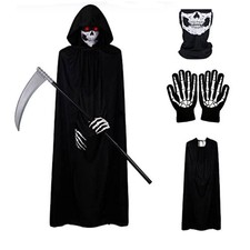 Adult Mens Grim Reaper Phantom Halloween Fancy Dress Costume Death Robe Outfit