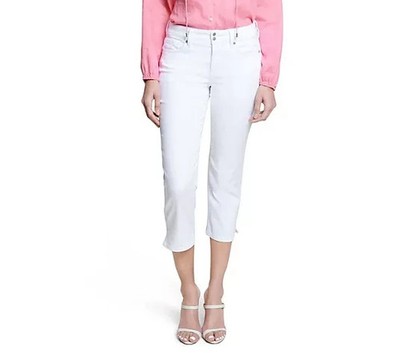 NYDJ Cool Embrace Skinny Crop Jean Side Slits - Optic White Petite 12 A377695