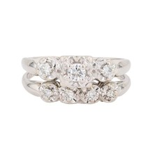 .35ctw Diamond Solitaire with Accents Wedding Set Rings 14k White Gold Size 8.5