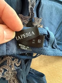 La Perla 36B (US) Navy Floral Lace Padded Underwire Bra + XS Pretty Pants Bridal