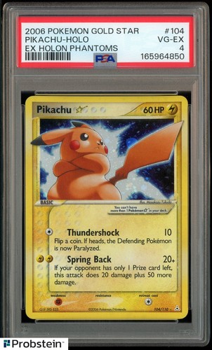 2006 Pokemon Gold Star EX Holon Phantoms #104 Pikachu Holo PSA 4 VG-EX