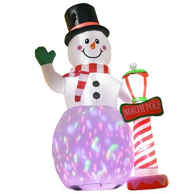 Aufblasbar Weihnachtsdeko 2,4 m Schneemann mit LED-Beleuchtung Gartendeko