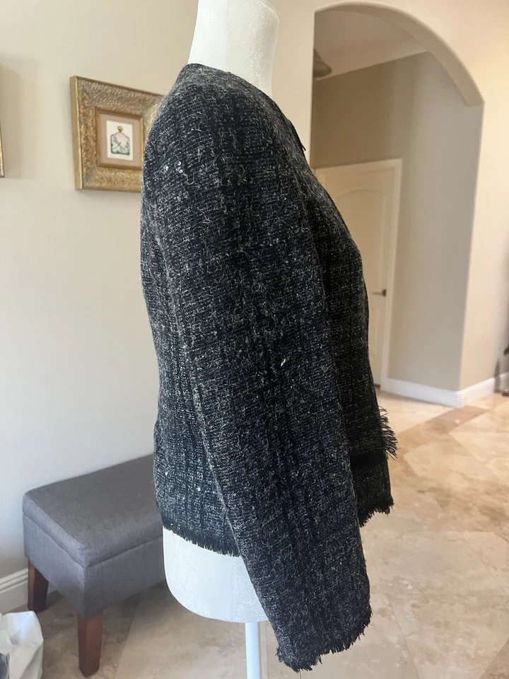 Traje Chaqueta Burberry Lana Cremallera Lentejuelas Gris Oscuro EE. UU. 6 Foto 4 de 4