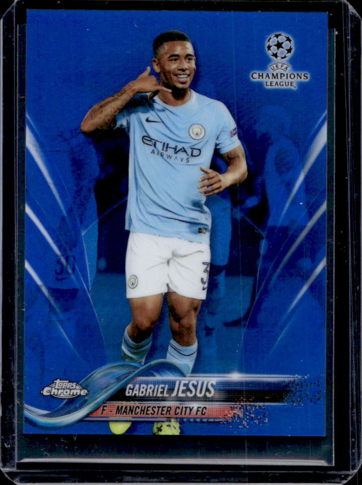 2017 Topps Chrome UEFA Gabriel Jesus Blue Refractor #/150 Man City