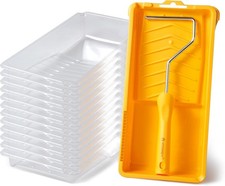 Voomey 4 Inch Paint Roller Tray - 12 Pack Liners & With Frame 
