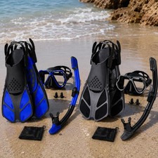 Adult PVC Snorkeling Set with Anti Fog Mask Dry Snorkel Adjustable Fins
