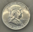1949-D Franklin Half Dollar - XF - Extremely Fine - 90% Silver