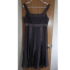 Davids Bridal choc brown satin ribbon formal dress 8 elegant special occasion