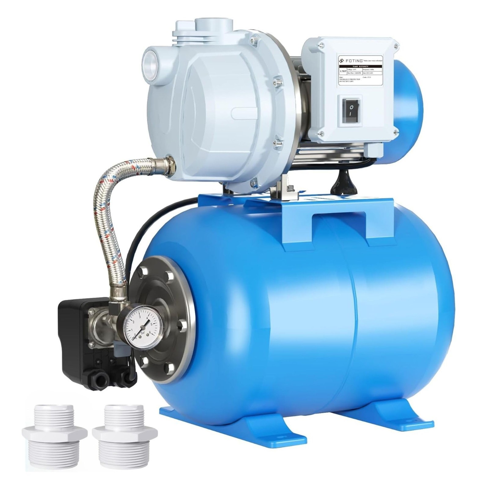 FOTING 1.5HP Shallow Well Pump with Pressure Tank, 115V 1340GPH - Scratch & Dent