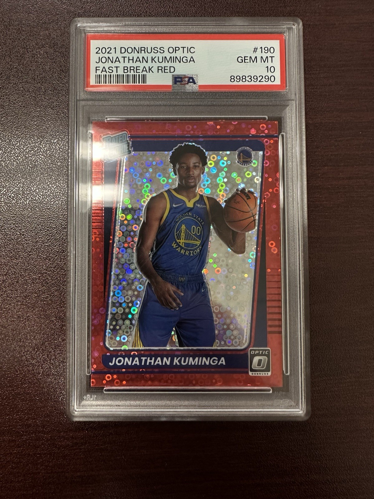 2021-22 Donruss Optic-Rated Rookie Jonathan Kuminga #190 Red Fast Break RC 75/85