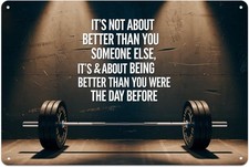 Gym Motivation Tin Metal Signs Home D cor, Vintage Fitness  Workout print Aesth