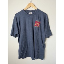 Vintage Cal Cru Nassau Bahamas Dive T Shirt Mens Large Blue Stripe Made in USA