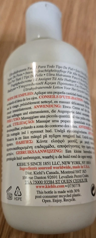 Hidratante facial ultra Kiehl's com esqualano 8,4 oz novo lacrado hidratação 24 horas - Imagem 4 de 4