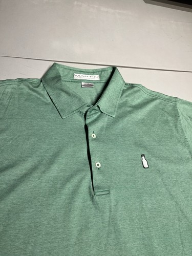 Martin Shirt Men's XXL Green White Striped Polo McArthur Golf Club Pima Cotton
