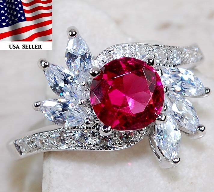 3CT Heat Treated Rubellite Tourmaline 925 Sterling Silver Ring Sz 8 L1-5