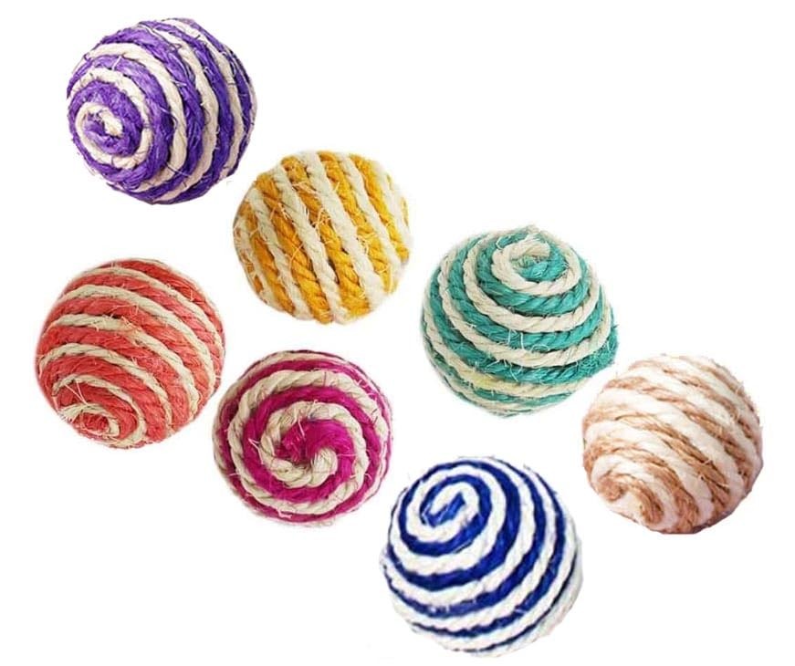 Boules de sisal pour chat - Set de 7 jouets anti-ennui pour protéger vos meubles