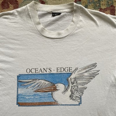 Vintage Pelican T Shirt Oceans Edge Beach Bird Seabird White XL 90s Nature