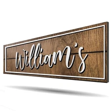 Personalized Family Name Sign - Custom Last Name Wood Decor Plaque, 20x7 in R...