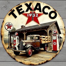 Texaco Gasoline 8" Diameter Novelty Metal Sign Made In USA New!