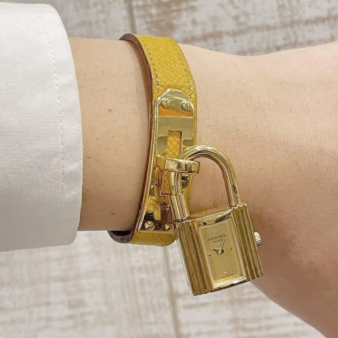 HERMÈS Orologio HERMES Kelly 20mm Quarzo Donna Funzionante Oro Giallo Oggetto Raro