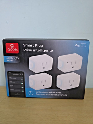 Globe Electric Wi-Fi Smart Plugs 4-Pack, Voice Control, No Hub Required