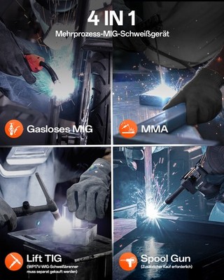 NEU HITBOX Upgrade 4in1 Schweißgerät MIG MMA Lift TIG Fülldraht ohne Gas 230V DE