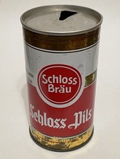 Schloss Pils empty beer can, straight steel, Germany, OI on lid