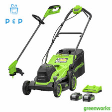 Greenworks 48V 36Cm Cordless Lawn Mower & 24V 25Cm Line Trimmer Bundle