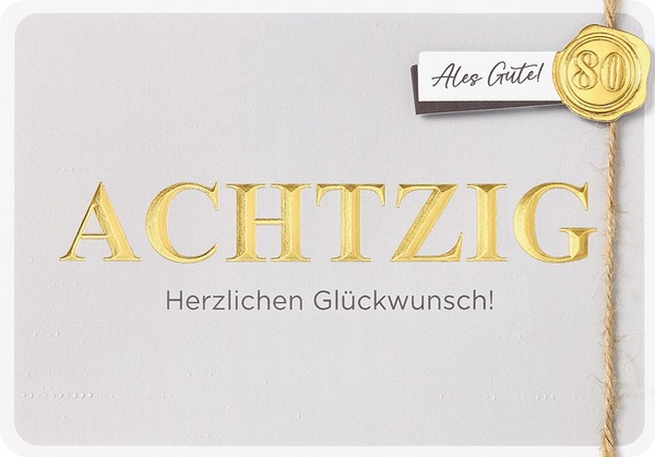 80. Geburtstag GlüCkwunschkarte Mit Umschlag Achtzig Herzlichen GlüCkwunsch!-image
