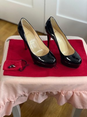 Christian Louboutin Bianca 140 Black Patent Leather Pump Heels