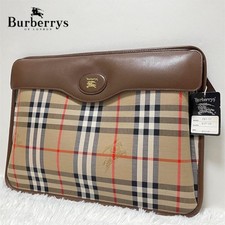 Burberry Leather Clutch Bag Unisex Preowned Carry Bag