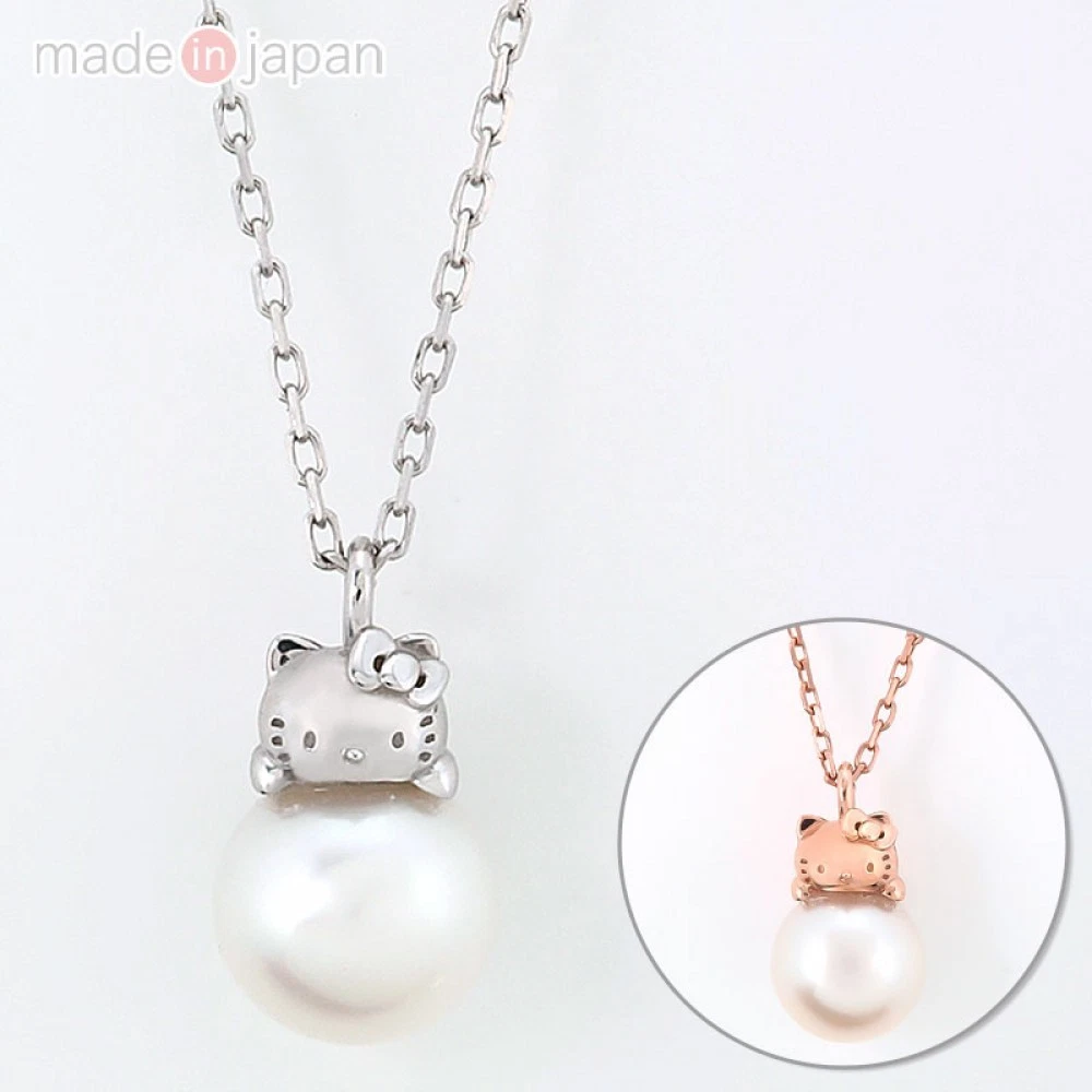 NEW Sanrio Hello Kitty Pearl Pendant necklace Silver from Japan F