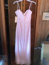  Size 8 Pink Chiffon Cocktail Dress, tea length, spaghetti straps, NEVER worn. 